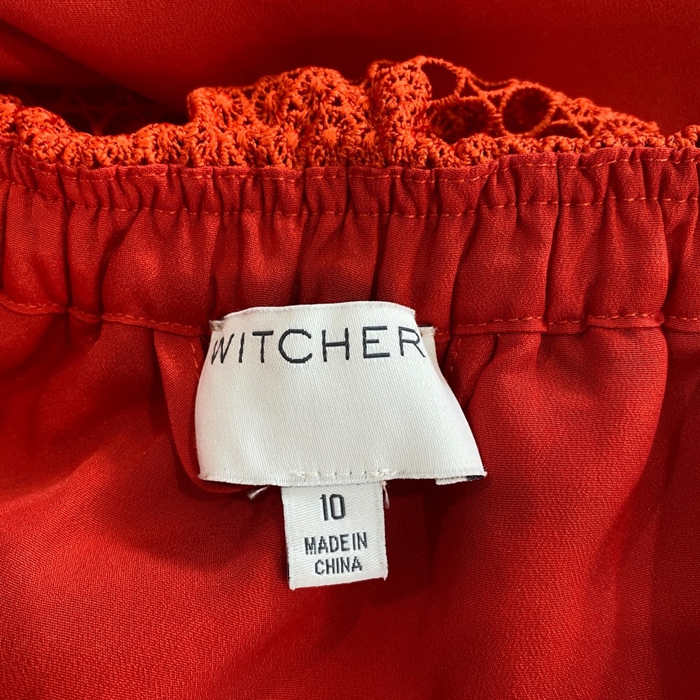 WITCHERY Red Lace Off The Shoulder Lined Cocktail Party Dress Size AU 10 - Picture 4 of 7